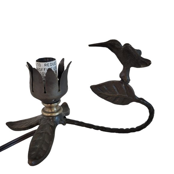 vintage brass humming bird flower lamp add a glass floral shade or use bare bulb - Picture 3 of 7